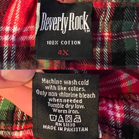 Beverly Rock Women's Red & Green Plaid Flannel Pajama Pants, Lounge Pants Sz 4X - Picture 8 of 9